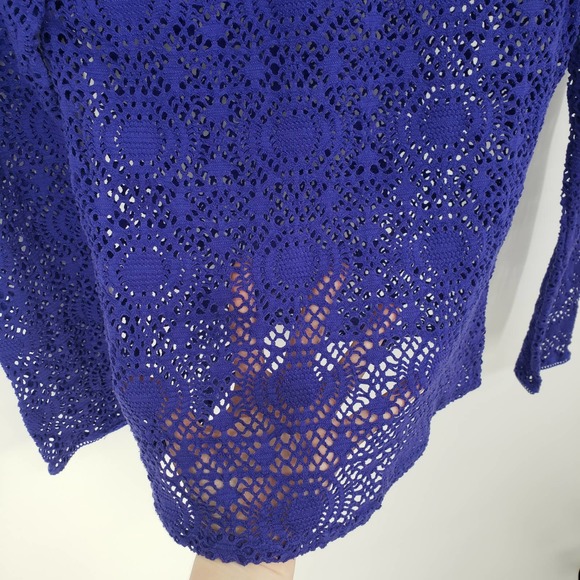 Tommy Bahama Crochet Rashguard S Medallion Swim Top Cover Up Blue Rash Guard - Picture 9 of 10